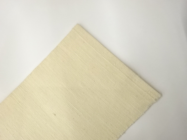  手織り紬変わり横段に蔦葉・幾何学模様織出し名古屋帯